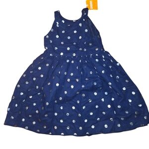 Gymboree Navy Dress with Silver Polka Dots